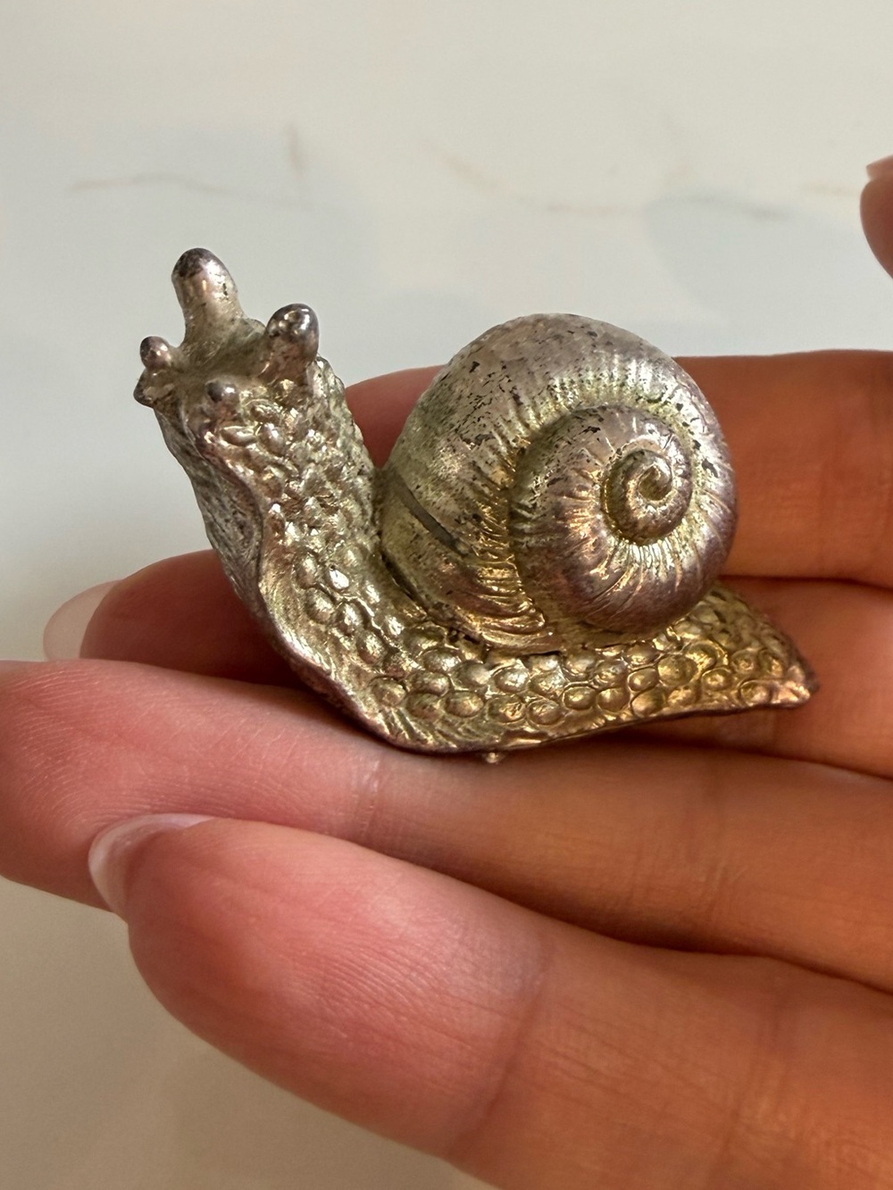Mini vintage hand made silver plated snail made in Italy